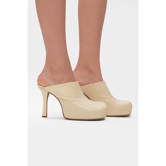 Bottega Veneta Bold Mules Platform Heel Butter Beige Yellow Leather Size 37 - Picture 14 of 14
